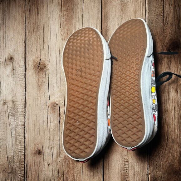 Vans low top white canvas sneakers kitties puppies cats dogs lace-up M8 W9.5 - Picture 5 of 8